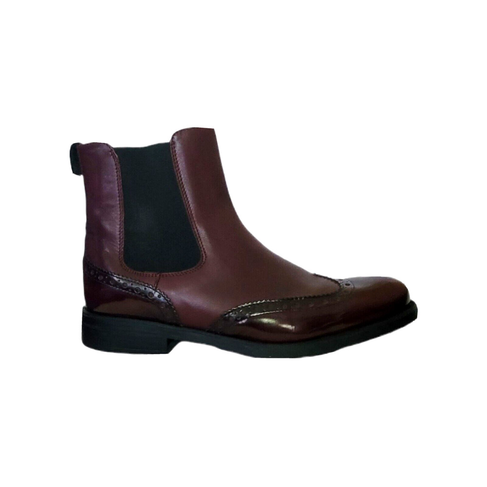 Boemos burgundy pull-on patent leather Chelsea studded Italian boots Size EU 40